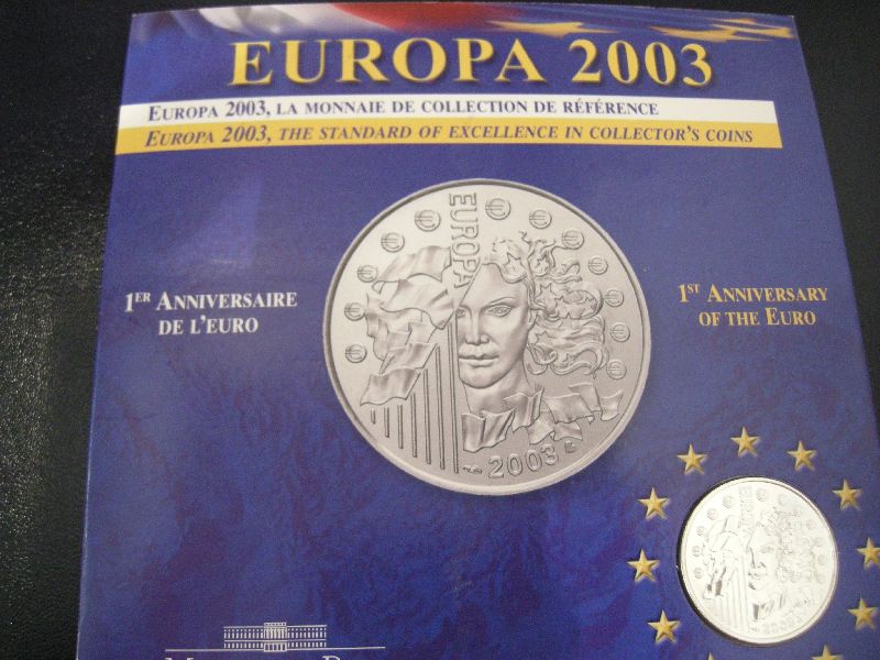 1e Verjaardag van de EURO. 1/4 Euro Frankrijk 2003 Zilver (afbeelding voor) 1e Verjaardag van de EURO. 1/4 Euro Frankrijk 2003 Zilver